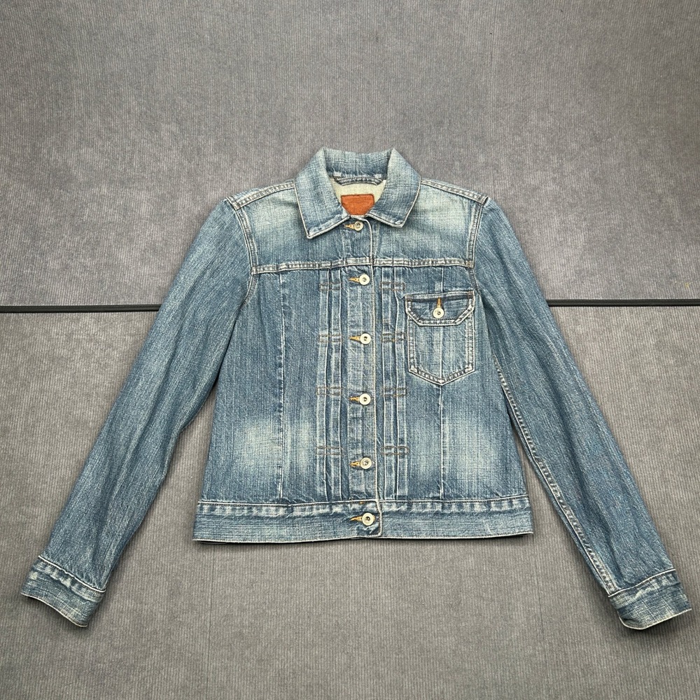 Vintage Levi's Denim Trucker Jacket Blue Pleated Front Cotton Jean Jacket Mw